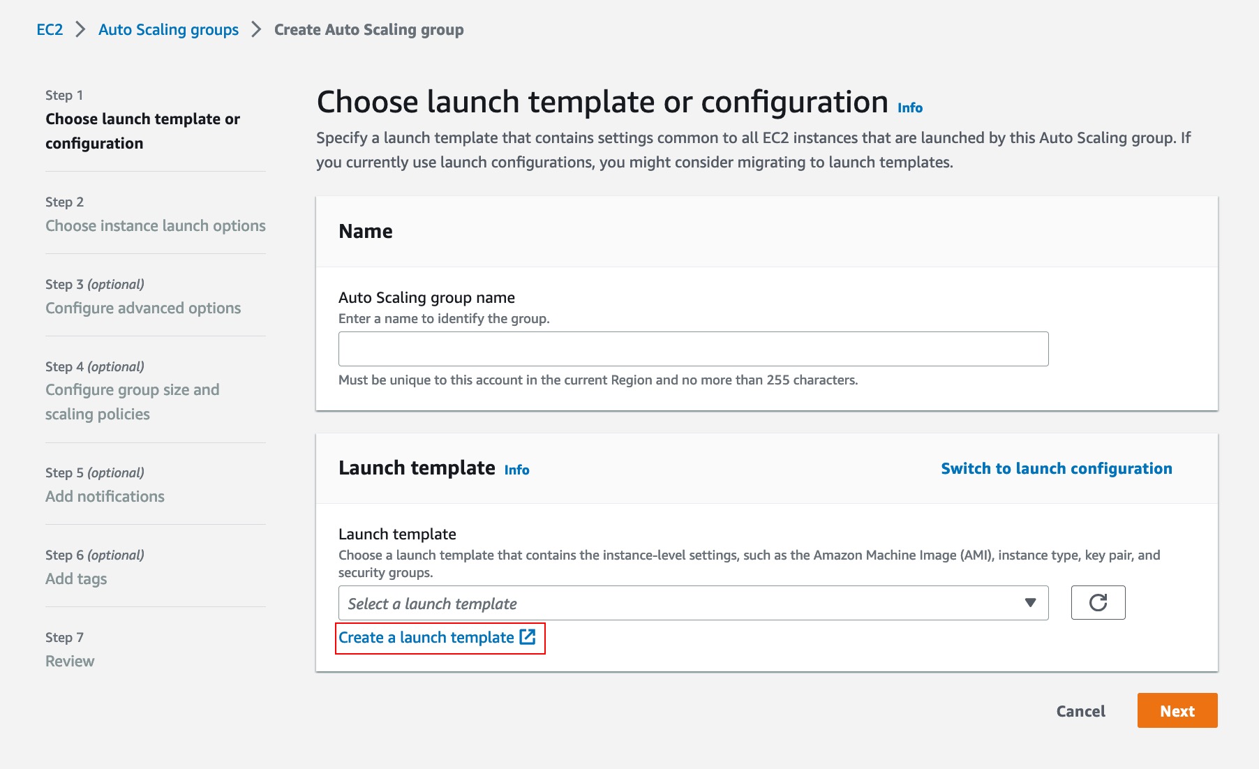 Choose Launch Template