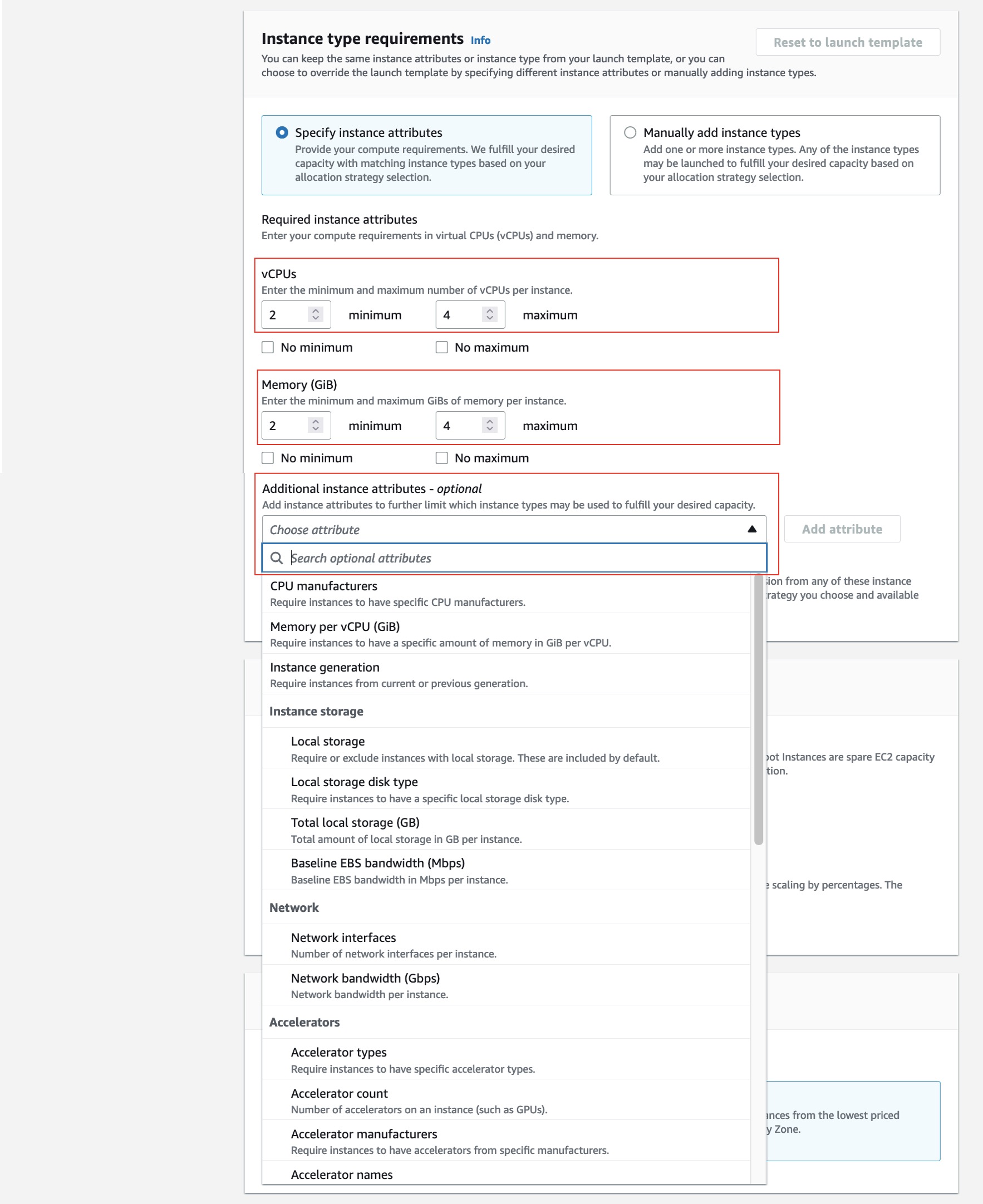 Selecting instance types