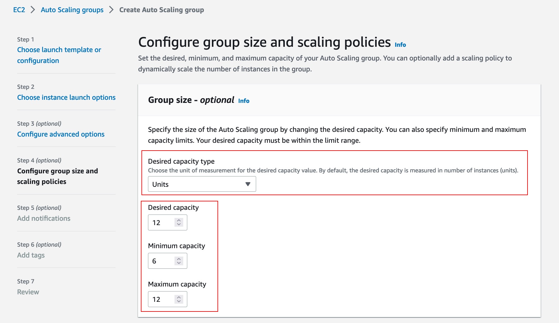 Configure scaling policies 