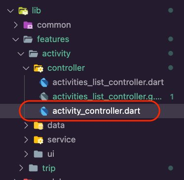 The activity_controller.dart file inside the controller folder