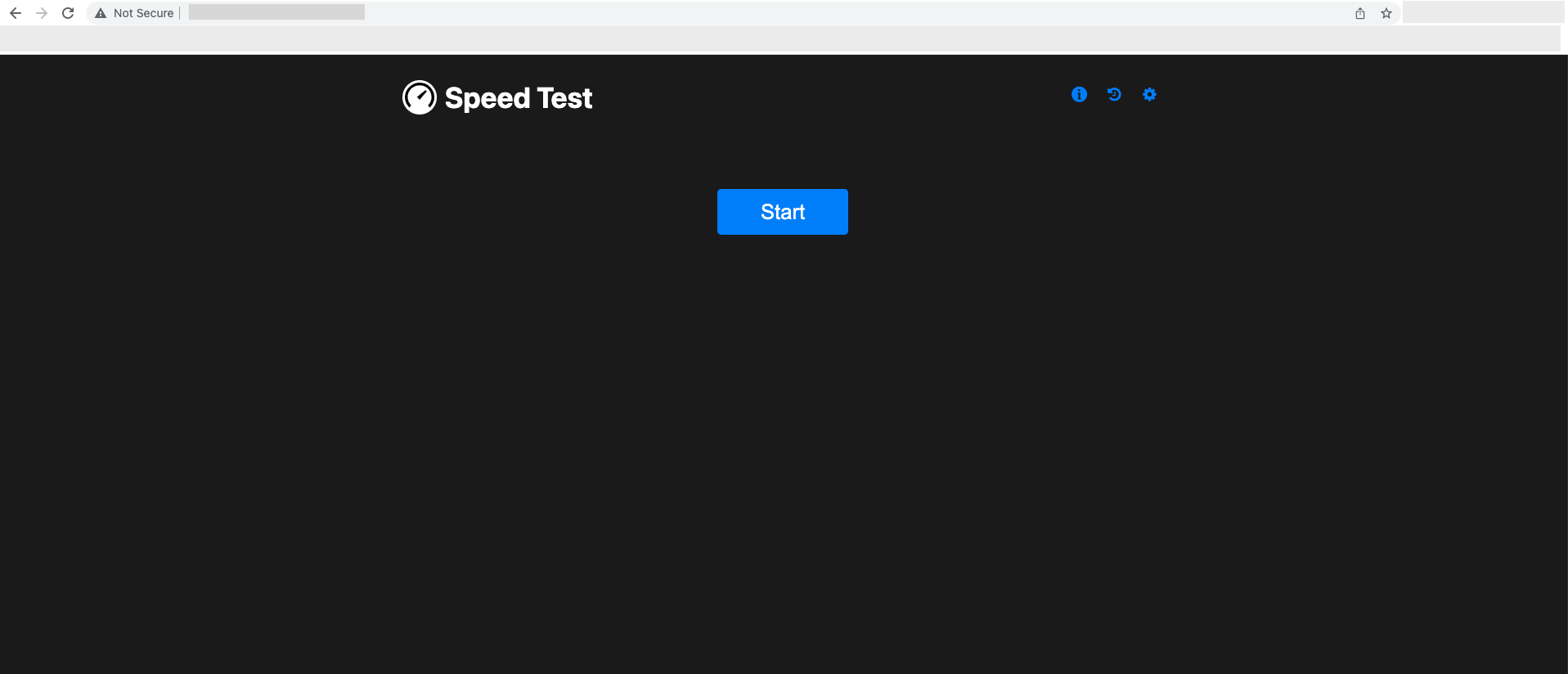 Speed test launch screen.