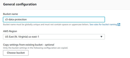 Caixa de di&aacute;logo de configura&ccedil;&atilde;o geral de buckets.