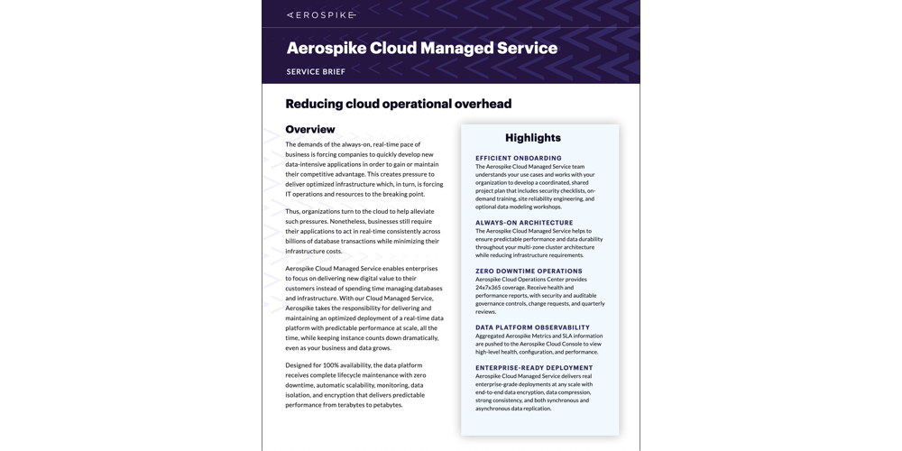 Aerospike Cloud Managed Service ソリューションの概要