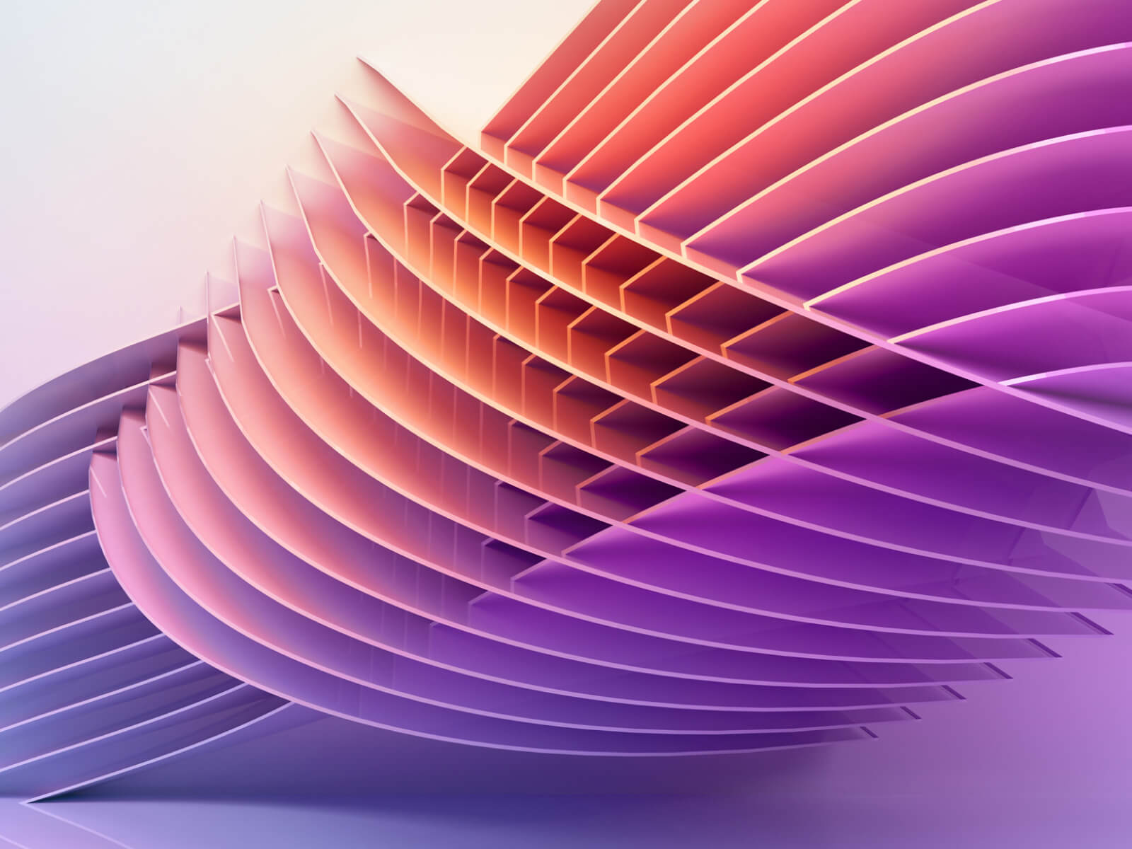 3d image of several linear layers with an orange to pink gradient