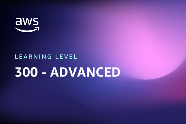 PowerPoint slide with a purple gradient background, displaying the text "Learning Level" in small, teal text, and the text "300 - Advanced" in large white text.