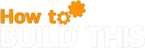 Logo for 'How to Build This', featuring the text 'How to BUILD THIS' with gear graphics, in orange and white lettering on a transparent background.