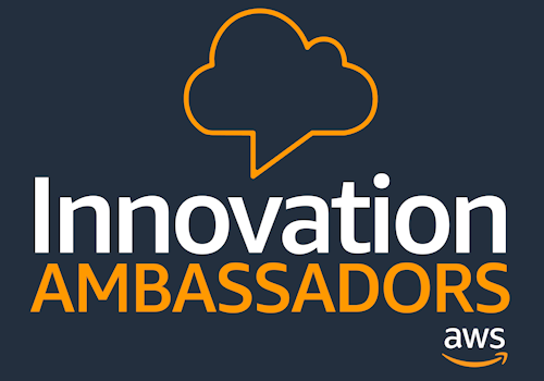 Banner image featuring the AWS Innovation Ambassadors podcast logo with a cloud speech bubble and the AWS logo on a dark background.