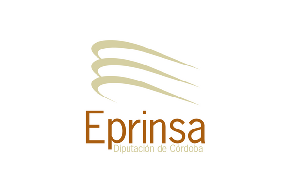 Logo of Eprinsa Diputación de Córdoba featuring stylized beige lines above the company name on a white background.