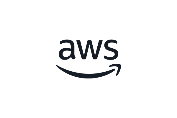 The black AWS logo with text, centered on a white background, sized 600x400 pixels.