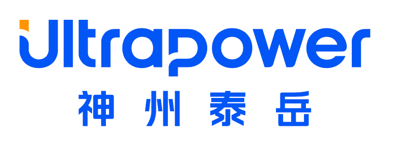 Ultrapower logo with both English text and Chinese characters, displayed in blue and orange on a white background.