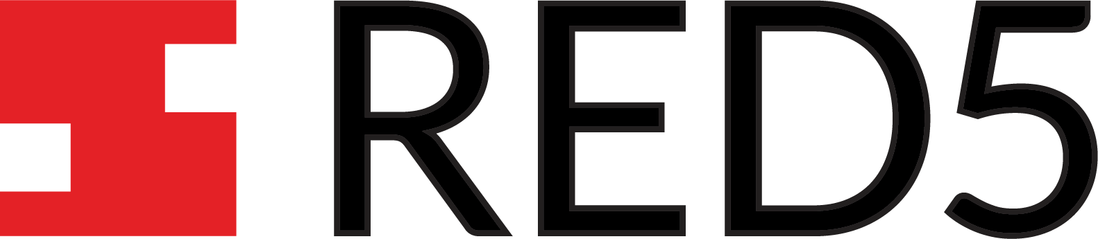Logo image with the text RED5 and a distinctive red geometric symbol to the left.