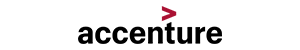 Accenture logo with a pink greater-than symbol above the company name in black text.