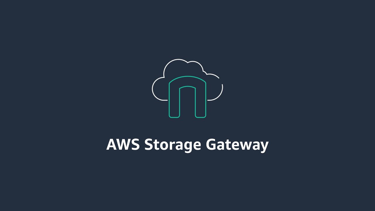 AWS Storage Gateway logo with a cloud and gateway icon on a dark background, with the text 'AWS Storage Gateway' displayed below the icon.