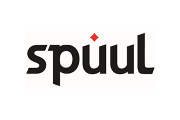 The logo for Spuul, featuring stylized black text and a small red diamond shape above the letter 'u'.