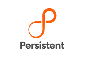 Logo of Persistent, featuring an orange infinity loop above the word 'Persistent' on a transparent background.