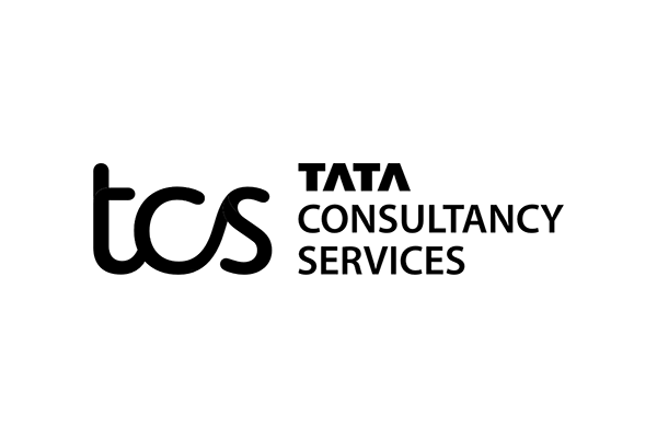 Logo for Tata Consultancy Services (TCS), displayed in black and white with the company name and abbreviation 'tcs'.