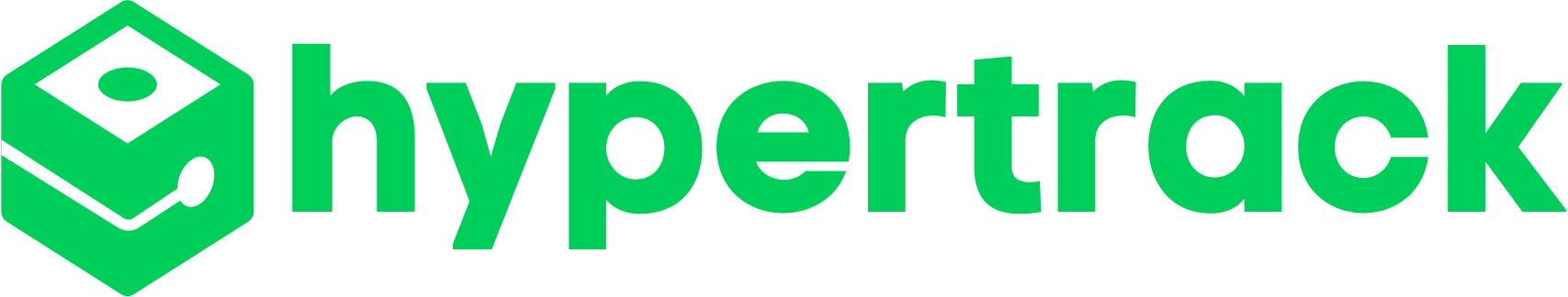HyperTrack green logo with icon and brand name in green text