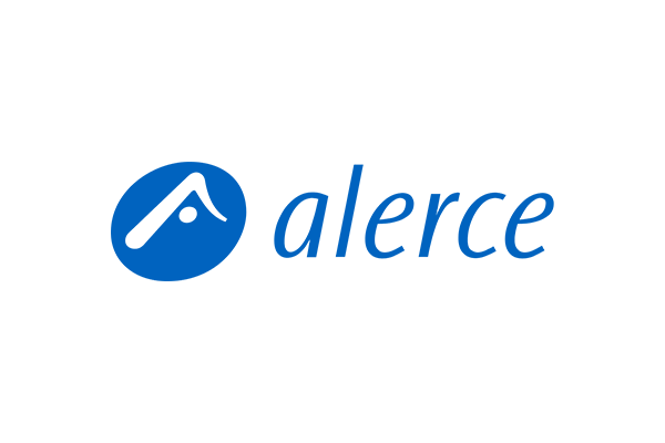 Blue 'alerce' logo with stylized icon and text on a transparent background.