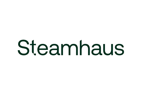 The Steamhaus logo with the word 'Steamhaus' in a clean, modern font on a white background.