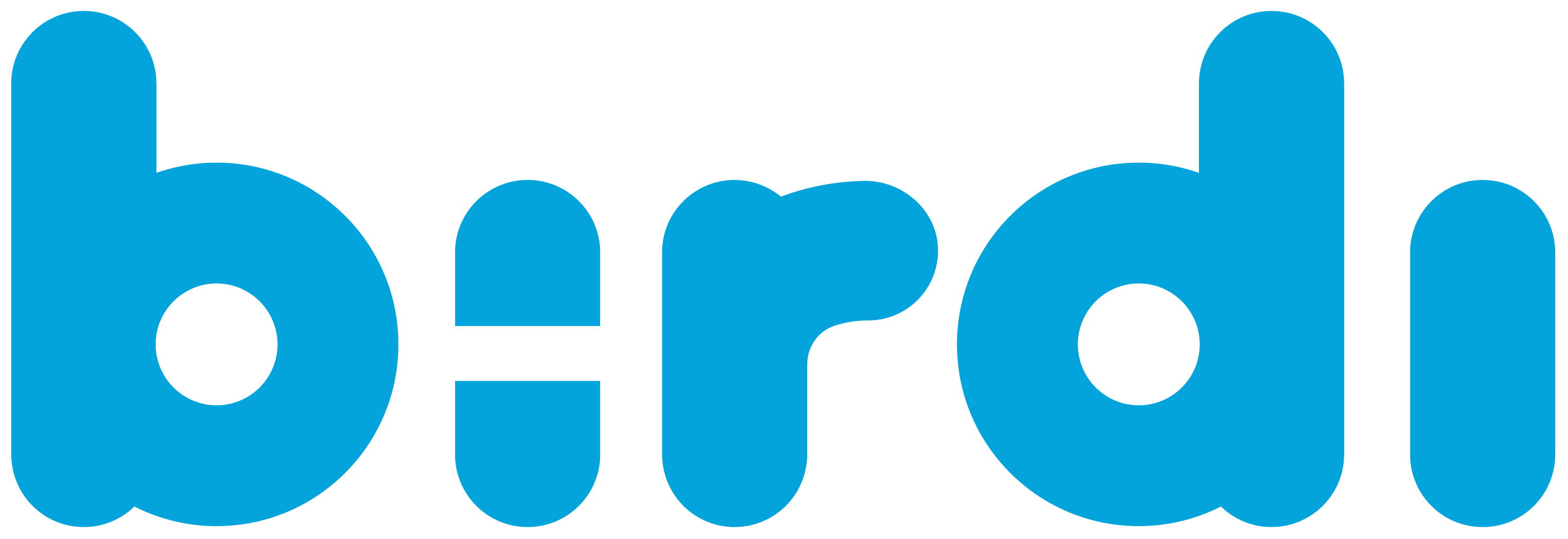 Birdi blue logo with rounded letters on a transparent background
