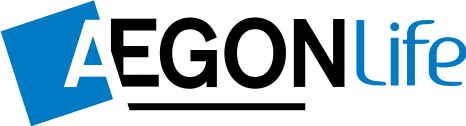 Aegon Life logo featuring a blue geometric design and the words 'Aegon Life' in blue and black text.