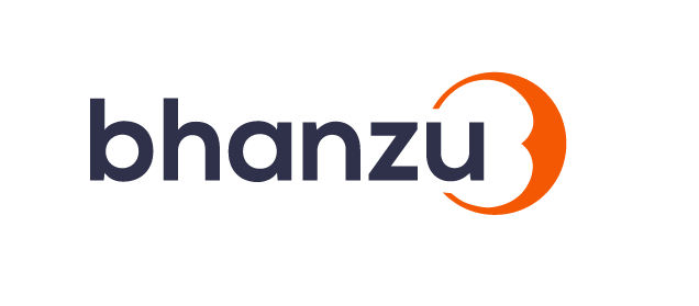 Bhanzu company logo with 'bhanzu' text in dark blue and a stylized orange design on a white background.