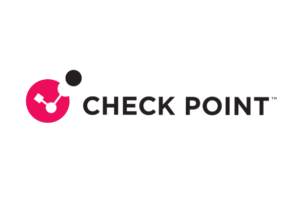 Check Point logo with a pink circle and black dot, featuring the words 'CHECK POINT' in bold black letters on a white background.