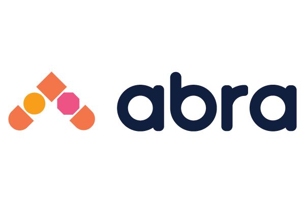 Logo for Abra, featuring a stylized 'A' icon composed of colorful shapes and the word 'abra' in bold lowercase text.