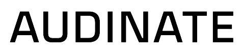 The Audinate company logo in black text on a white background.