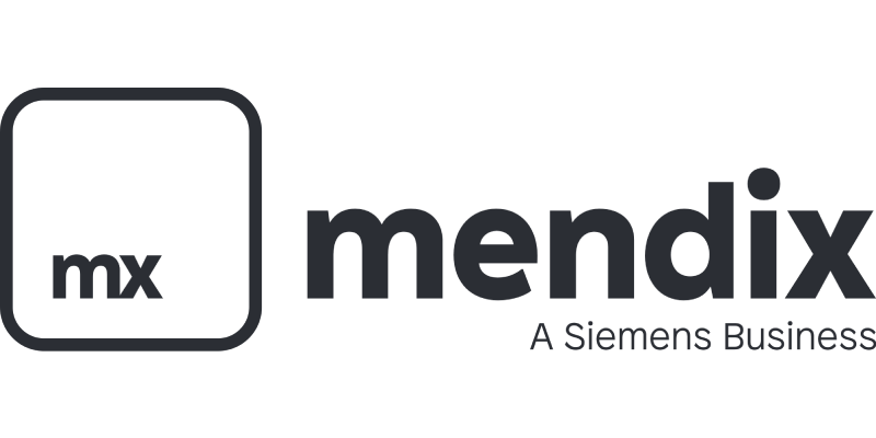 Logo of Mendix, a Siemens business, with "mx" in a rounded square next to the text.