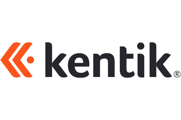Kentik logo with stylized orange icon and black text.