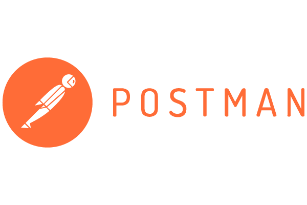The Postman logo features an orange circle with a white stylized figure and the word 'POSTMAN' next to it in orange text.