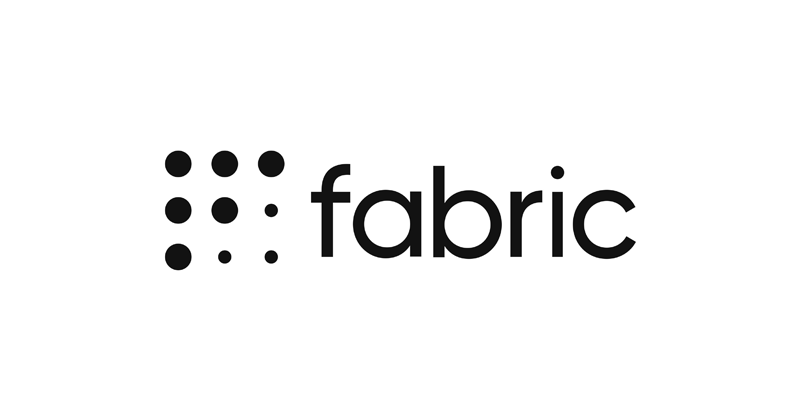 The logo for fabric, featuring the word 'fabric' in a modern black font with a dot pattern to the left. Used for NRF 2025 event branding.
