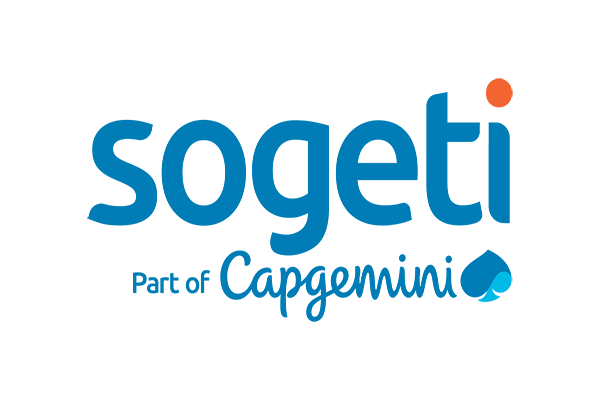 "Capgemini logo with blue text and an orange and blue graphic element."