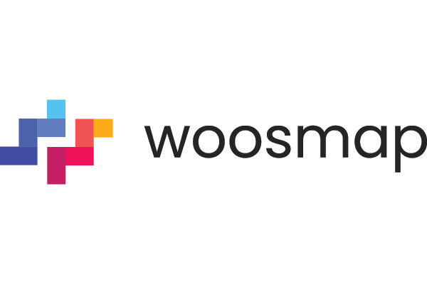 Logo for Woosmap featuring colorful geometric shapes and the word 'woosmap' in black text.
