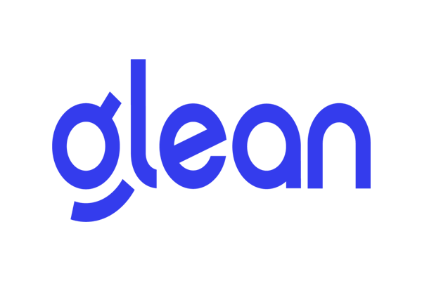 Blue "glean" logo in lowercase letters with a modern, rounded font.