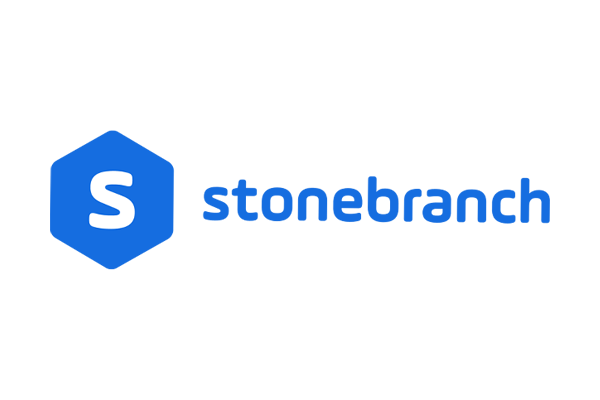 The Stonebranch logo featuring a blue hexagon with a white 'S' and the word 'stonebranch' in blue text.