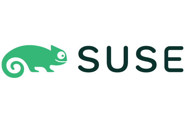 SUSE logo featuring a green chameleon and the word SUSE in bold letters.