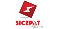 Logo of SiCepat Ekspres, featuring a red geometric envelope design and the company name below.