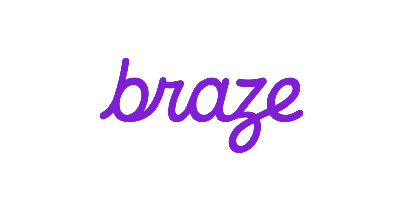 The Braze logo in purple script on a white background, used for NRF 2025 event materials.