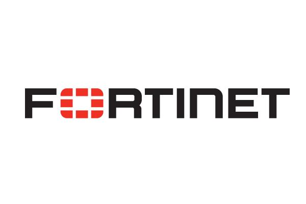 Fortinet logo with the company name in black text and a red shield design in the letter 'O'.