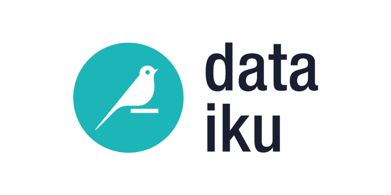 2Dataiku logo featuring a white bird on a teal circle next to the text "data iku" in black.