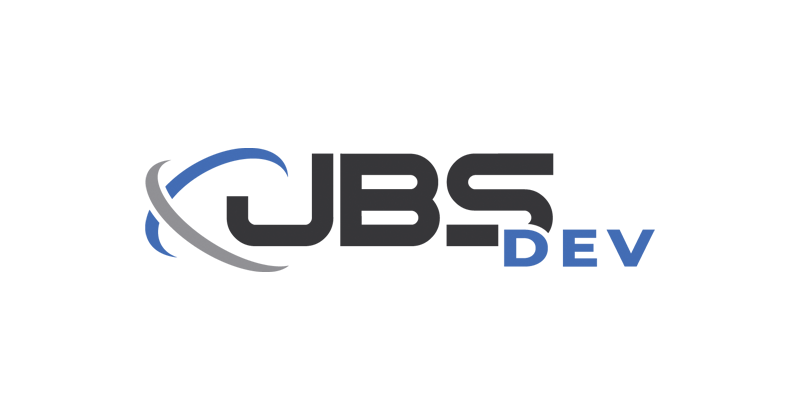Logo for JBS Dev, featuring stylized text with blue and gray accents, created for NRF 2025 event.