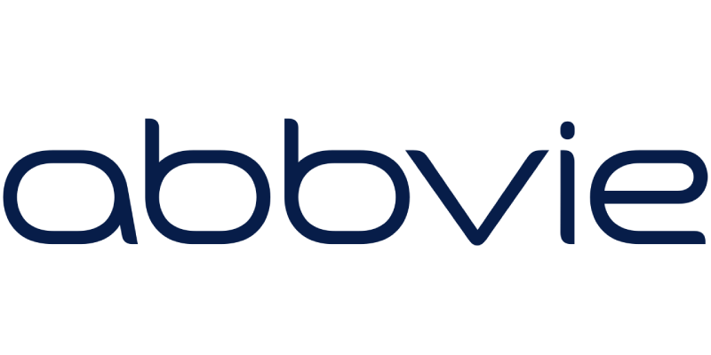 "AbbVie logo in dark blue lowercase letters."