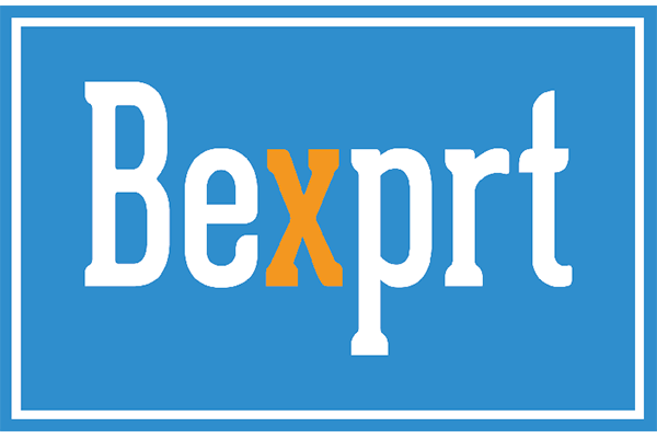 Bexprt logo with stylized text on a blue background, where the 'x' is highlighted in orange.