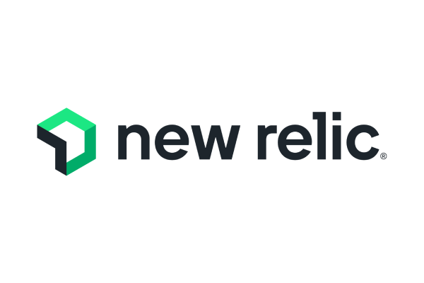 New Relic logo with geometric green and black icon and stylized text on a white background