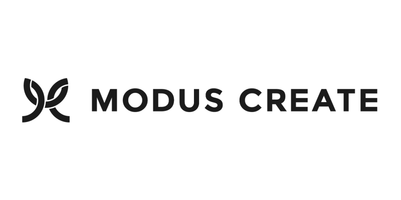 "Modus Create logo with stylized black butterfly icon and bold text."
