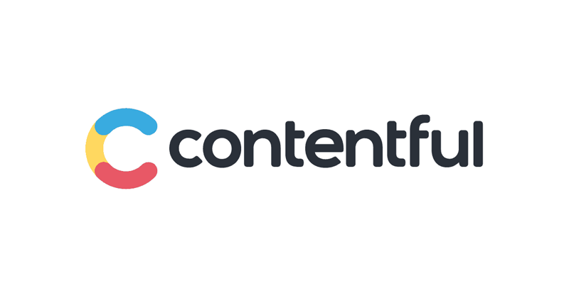The Contentful logo featuring a stylized multicolor 'C' and the word 'contentful' in black type on a white background.