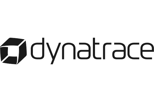 Dynatrace logo in black text with icon on a transparent background.