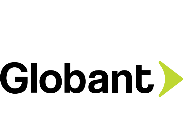 The image shows the Globant company logo with stylized black text and a green arrow-like shape on a white background.